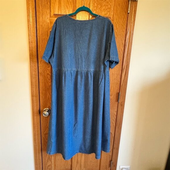 Woman Within Plus Size Blue Denim Knee Length Dress Short Sleeve 3X - Picture 2 of 6